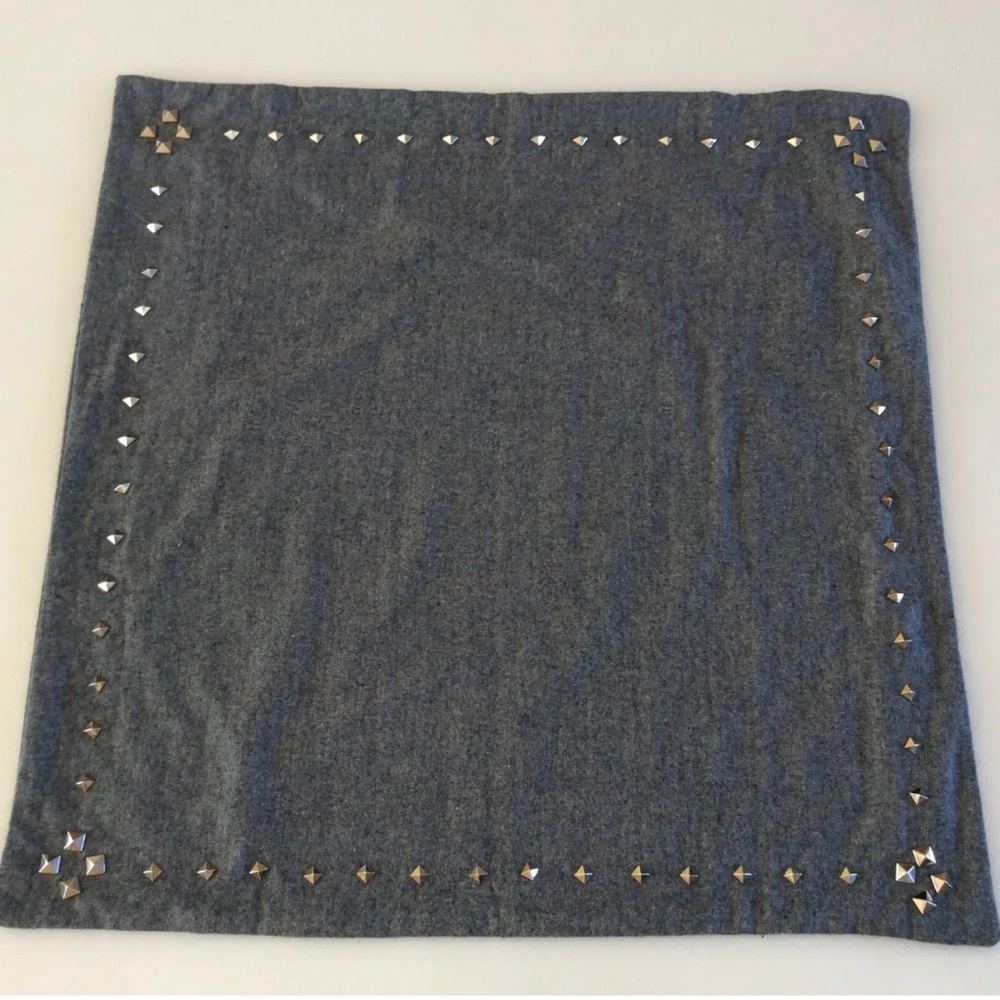 Michael Kors MK Home Decorative Pillow Cover Square 26x26 Wool Rayon Metal Studs